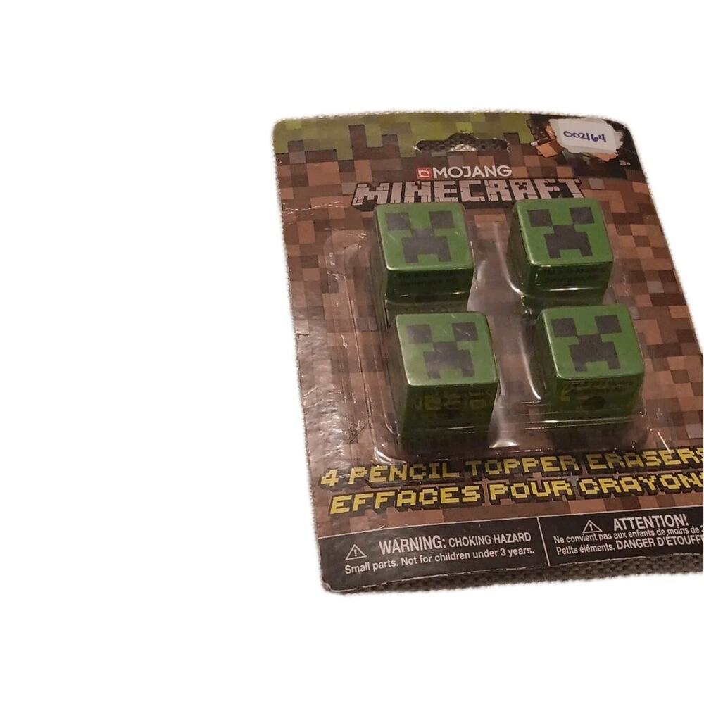 Mojang Minecraft Creeper Green Pencil Topper Erasers Set of 4